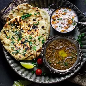 Onion, Cheese, Spinach and Garlic Naan